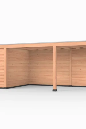Superprijs Douglas overkapping, 900 x 300, met achterwand en schuur, Westwood Elegant